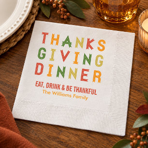 Eet, drink en wees dankbaar Thanksgiving citaat Servetten