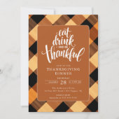 Eet Drink en wees dankbaar Thanksgiving diner Kaart (Voorkant)
