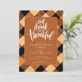 Eet Drink en wees dankbaar Thanksgiving diner Kaart (Staand voorkant)