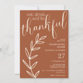 Eet Drink en wees dankbaar Thanksgiving Diner Kaart (Voorkant)