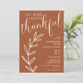 Eet Drink en wees dankbaar Thanksgiving Diner Kaart (Staand voorkant)