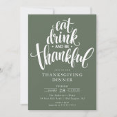 Eet Drink en wees dankbaar Thanksgiving diner Kaart (Voorkant)