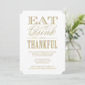 Eet Drink en wees dankbaar Thanksgiving Diner Kaart (Staand voorkant)