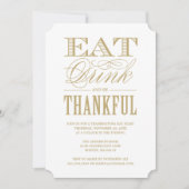Eet Drink en wees dankbaar Thanksgiving Diner Kaart (Voorkant)