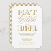 Eet Drink en wees dankbaar Thanksgiving Diner Kaart (Voorkant / Achterkant)