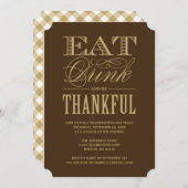 Eet Drink en wees dankbaar Thanksgiving Diner Kaart (Voorkant / Achterkant)