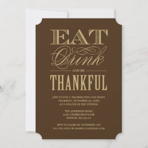Eet Drink en wees dankbaar Thanksgiving Diner Kaart
