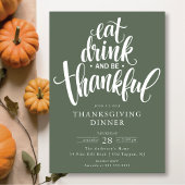 Eet Drink en wees dankbaar Thanksgiving diner Kaart