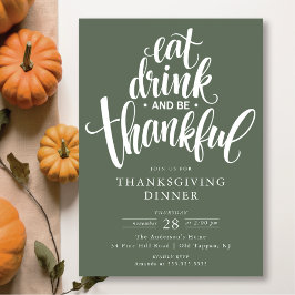 Eet Drink en wees dankbaar Thanksgiving diner Kaart