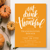 Eet Drink en wees dankbaar Thanksgiving diner Kaart