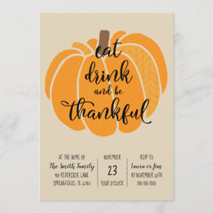 Eet, drink en wees dankbaar-Thanksgiving Diner Kaart