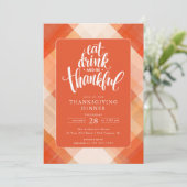 Eet Drink en wees dankbaar Thanksgiving diner Kaart (Staand voorkant)