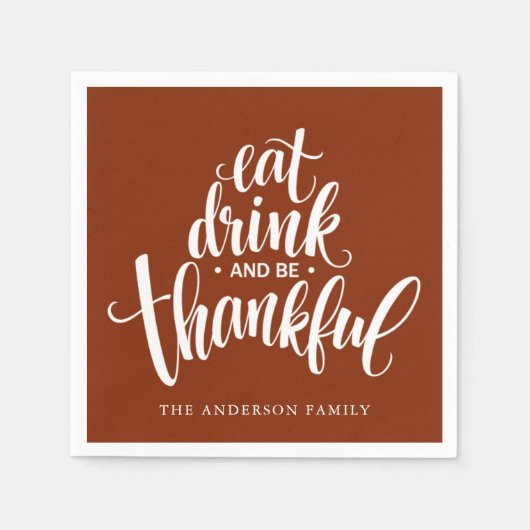 Eet Drink en wees dankbaar Thanksgiving diner Servet (Voorkant)