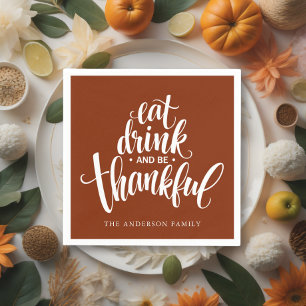 Eet Drink en wees dankbaar Thanksgiving diner Servet