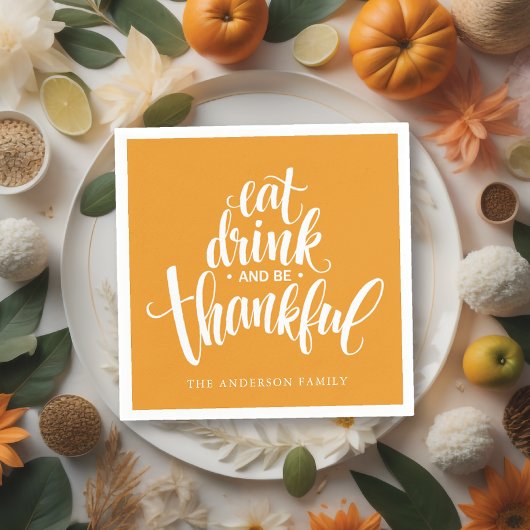 Eet Drink en wees dankbaar Thanksgiving diner Servet