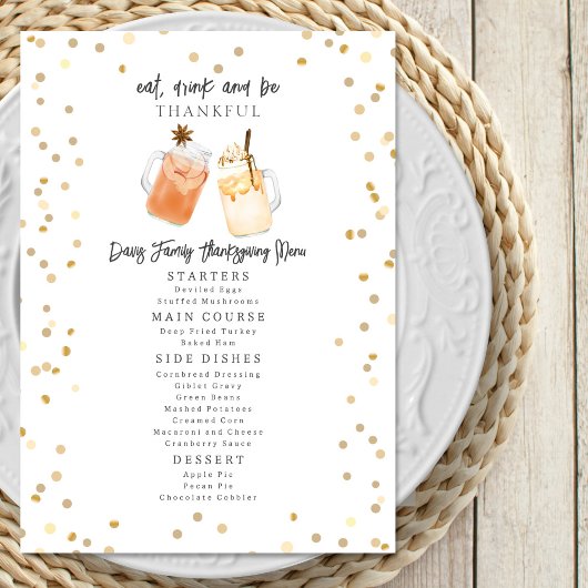 Eet Drink en wees dankbaar Thanksgiving Drinken Menu