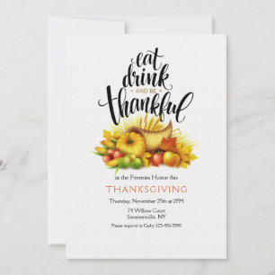 Eet, drink en wees dankbaar Thanksgiving Kaart
