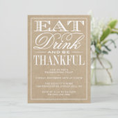 Eet, Drink en Wees dankbaar voor de Thanksgiving v Kaart (Staand voorkant)