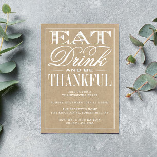 Eet, Drink en Wees dankbaar voor de Thanksgiving v Kaart
