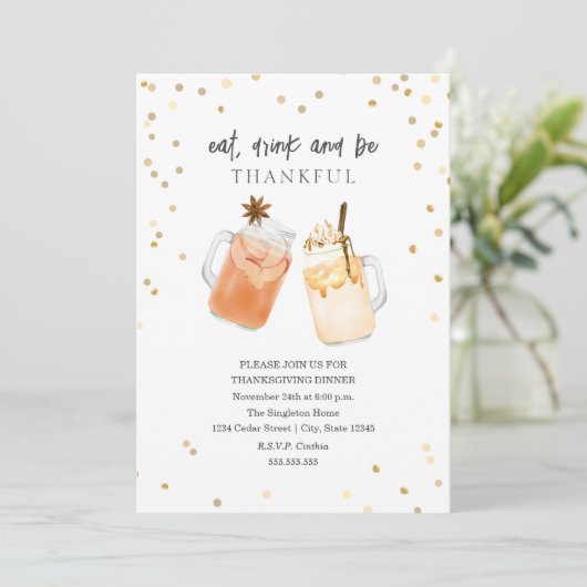 Eet, drink en wees dankbaar voor Thanksgiving-dine Kaart (Staand voorkant)