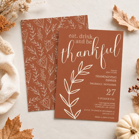 Eet, drink en wees dankbaar voor Thanksgiving-dine Kaart