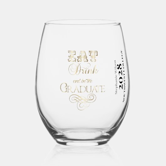 Eet Drink en wees de Afstuderen Wijnglas Zonder Voet (Voorkant)