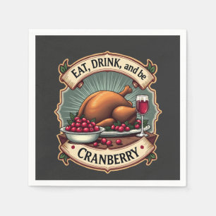 Eet Drink en wees een Cranberry Thanksgiving Turki Servet