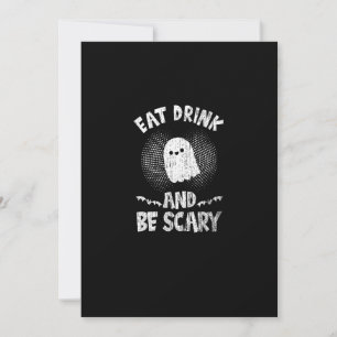 Eet, drink en wees een eng spook voor een Boo-fan Feestdagenkaart