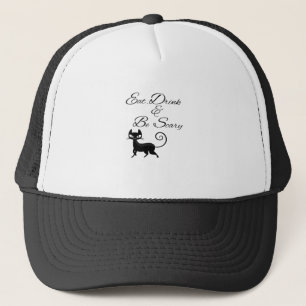 Eet, drink en wees een enge kat Grappige cute grie Trucker Pet