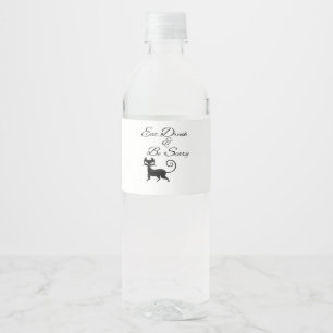 Eet, drink en wees een enge kat Grappige cute grie Waterfles Etiket
