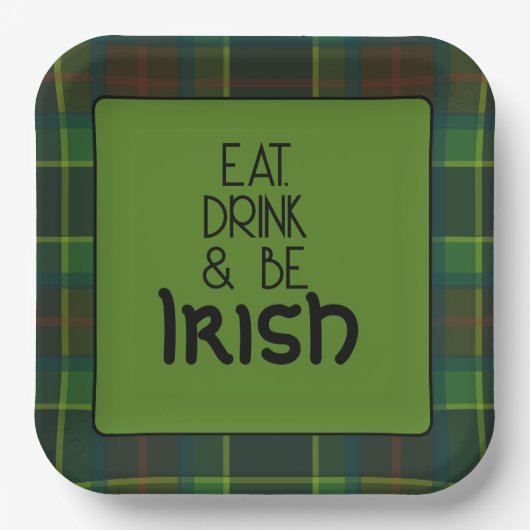 Eet, Drink en wees een Iers papieren Bord (Voorkant)