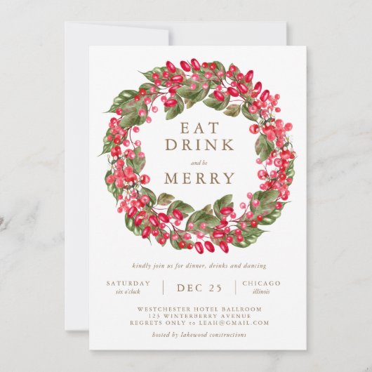 Eet Drink en wees een vrolijk feest Kaart (Voorkant)