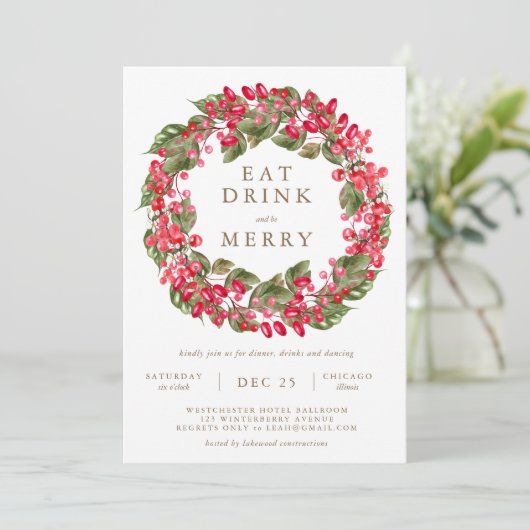 Eet Drink en wees een vrolijk feest Kaart (Staand voorkant)