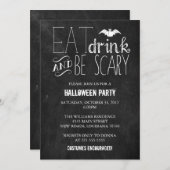 Eet Drink en wees eng | Chalkboard Kaart (Voorkant / Achterkant)