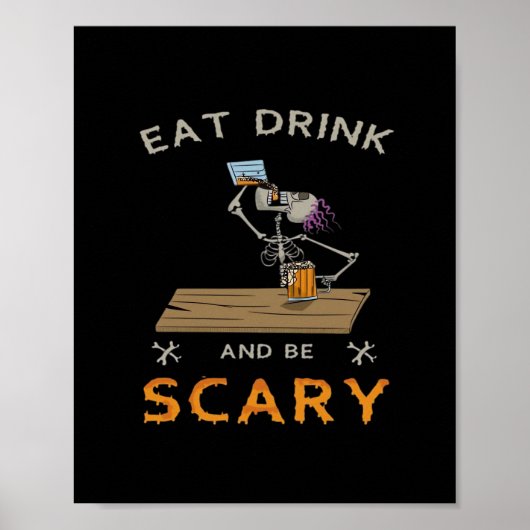 Eet, drink en wees eng esthetisch grafisch poster (Voorkant)