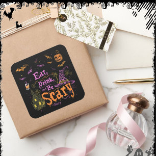 Eet, drink en wees eng ExDesigner Halloween Vierkante Sticker