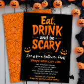 Eet Drink en wees eng feestelijk Halloween feest Kaart