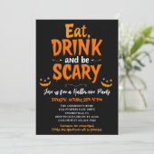 Eet Drink en wees eng feestelijk Halloween feest Kaart (Staand voorkant)