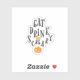 Eet, drink en wees eng. Fijne Halloween. Vintage l Sticker