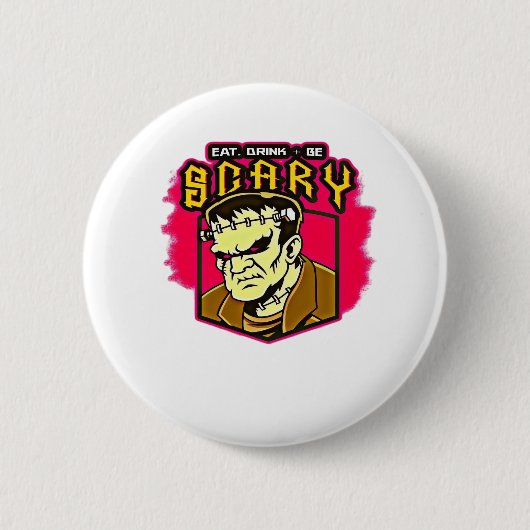 Eet, drink en wees eng Frankenstein Halloween-créa Ronde Button 5,7 Cm (Voorkant)