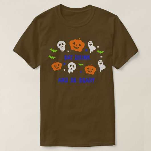 Eet, drink en wees eng  Fun Halloween-feest T-shir T-shirt (Design voorkant)