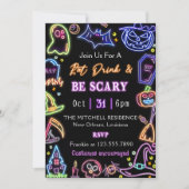 Eet Drink en wees eng gloed donker Halloween feest Kaart (Voorkant)