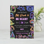 Eet Drink en wees eng gloed donker Halloween feest Kaart (Staand voorkant)
