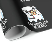 Eet Drink en wees eng Grappig Ghost Pun Dark BG Cadeaupapier (Rol Hoek)
