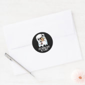 Eet Drink en wees eng Grappig Ghost Pun Dark BG Ronde Sticker (Envelop)
