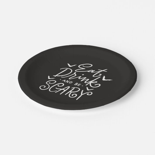 Eet Drink en wees eng | Grappig Halloween Feest Papieren Bordje (Gekanteld)