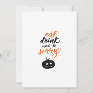 Eet, drink en wees eng grappig Halloween Feestdagenkaart