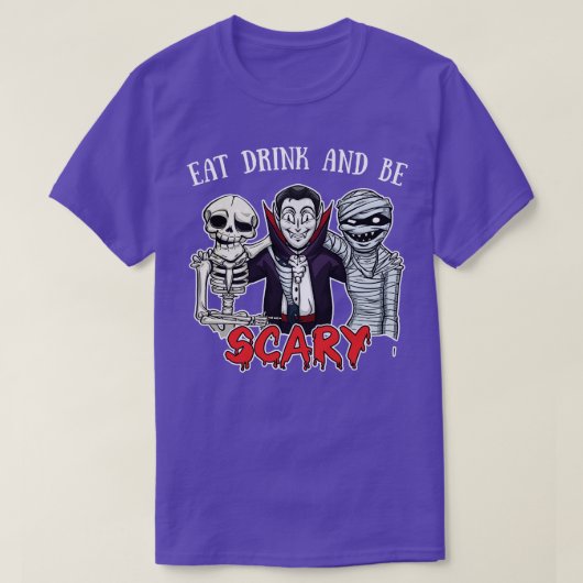 Eet Drink en wees eng grappig Halloween Party T-sh T-shirt (Design voorkant)