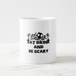 Eet, drink en wees eng grappig ontwerp creatieve g grote koffiekop