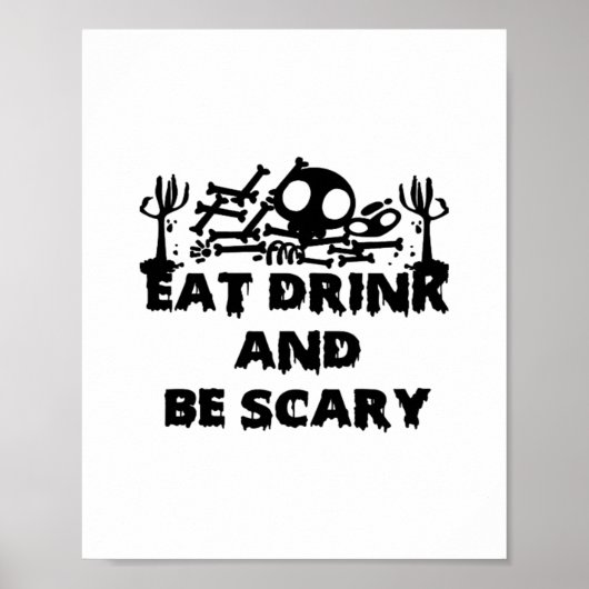 Eet, drink en wees eng grappig ontwerp creatieve g poster (Voorkant)